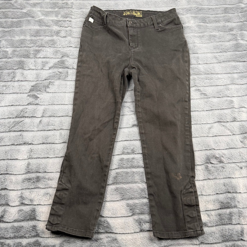 Jordache Premium Womens Black Cropped Denim Pants Size 4 Ruffle Hem Capri